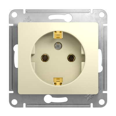 Розетка Schneider Electric, Glossa, с заземлением, бежевая, 2Р+E
