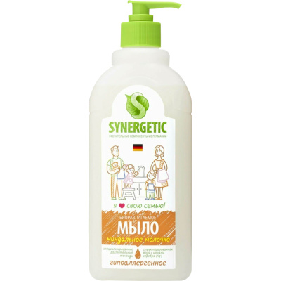 Мыло жидкое Synergetic, Миндальное молочко, дозатор, 500 мл