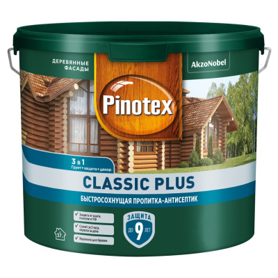 Пропитка декоративная для защиты древесины Pinotex Classic Plus, 3 в 1, тиковое дерево, 2,5 л
