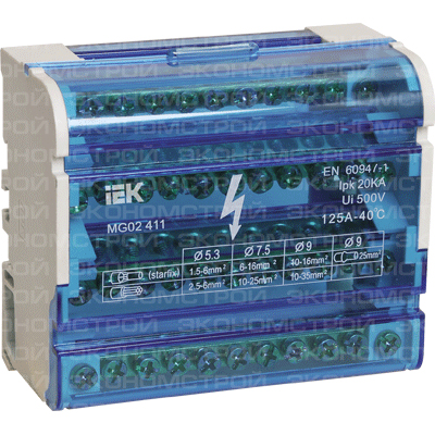 Шина на DIN-рейку в корпусе (кросс-модуль) 3L+PEN 4х11 (латунь,пластик)  купить в отделе магазина Экономстрой