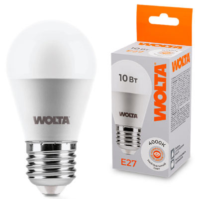 Лампа светодиодная Wolta LED G45 25S45GL10E27 / E27, шар, 10 Вт, 825lm 4000K купить в отделе магазина Экономстрой