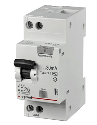 Дифференциальный автомат Legrand (АВДТ), 1P+N, 25А, C, 6 kA, 30 мA, тип AC, RX3