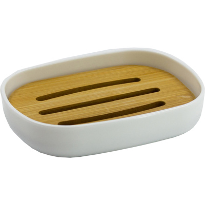 Пластиковая мыльница, белая с бамбуком купить в отделе магазина Экономстрой