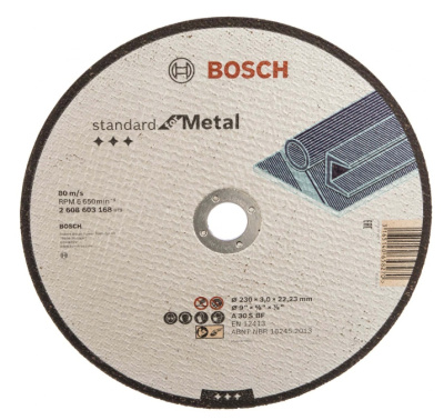 Диск отрезной по нержавеющей стали (230x3х22,2 мм; прямой) Bosch Standard, 2.608.603.168