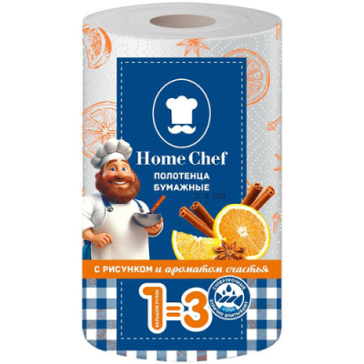 Полотенце бумажное 2-х слойное Home Chef Пряности, 1 рулон, 33 м, размер листа 25х23 см, белый купить в отделе магазина Экономстрой