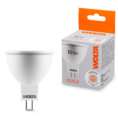 Лампа светодиодная Wolta LED MR16 25SMR16-220-10GU5.3 / GU5.3, 10 Вт, 825lm 4000K купить в отделе магазина Экономстрой