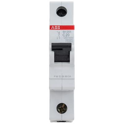 Автоматический выключатель ABB SH201 C20, 1P (20А; 6kA), 2CDS211001R0204