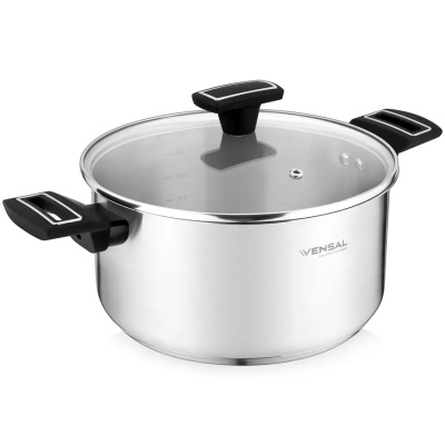 Кастрюля из нержавеющей стали Vensal Velours noir VS1501 с крышкой, 20 см, 3 л