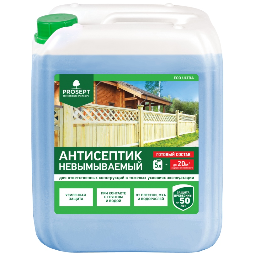 Антисептик для агрессивных условий Prosept Eco Ultra, невымываемый, готовый состав, 5 л от магазина Экономстрой