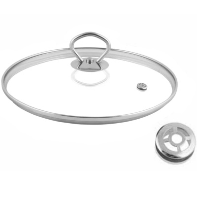 Стеклянная крышка Appetite, с металлическим ободом, металлической кнопкой с усиленным пароотводом, 24 см купить в отделе магазина Экономстрой