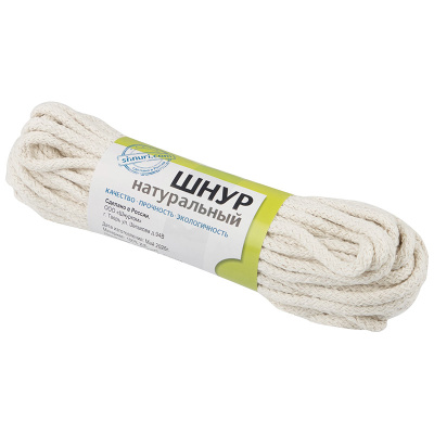 Шнур хлопковый плетено-вязанный, Ø 6 мм, 20 метров купить в отделе магазина Экономстрой