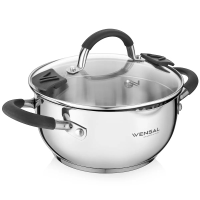Кастрюля из нержавеющей стали Vensal Magique VS1524 с крышкой, 24 см, 4,5 л