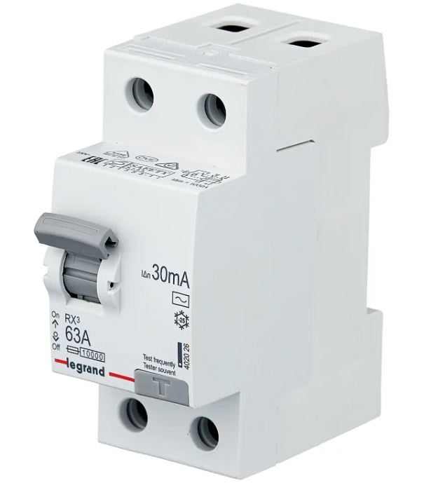 Устройство защитного отключения (УЗО) Legrand RX3, 2P, 63А, 30мA, тип AC, 402026 купить в отделе УЗО магазина Экономстрой