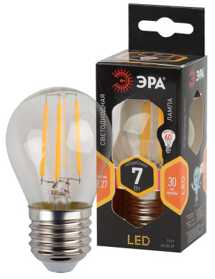Лампа светодиодная Эра F-LED нитевидный шар smd P45-7W-827-E27 695lm 2700К, Б0027948 купить в отделе магазина Экономстрой