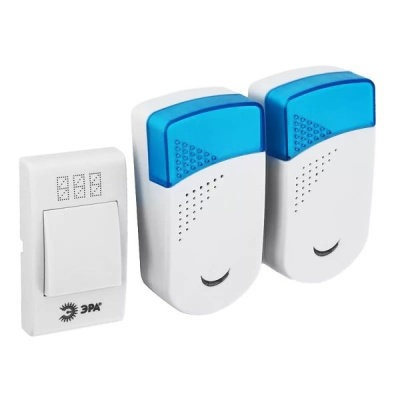 Звонок беспроводной ЭРА TWIN-R, 32 мелодии, 2 динамика, беспроводной, Б0019878 купить в отделе магазина Экономстрой