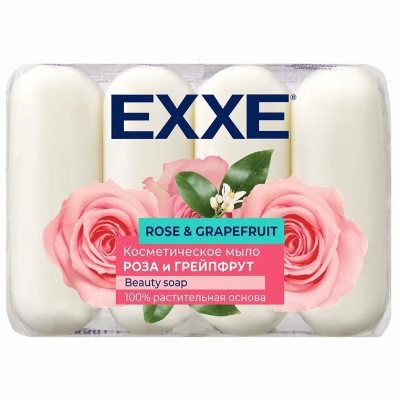 Косметическое мыло Exxe, роза и грейпфрут, белое, 70 гр, 4 шт
