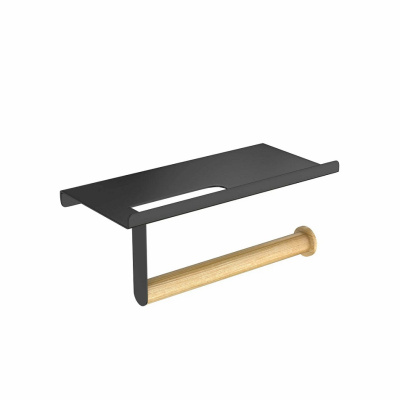 Бумагодержатель с полкой AXE на липкой ленте, черный/бамбук купить в отделе магазина Экономстрой