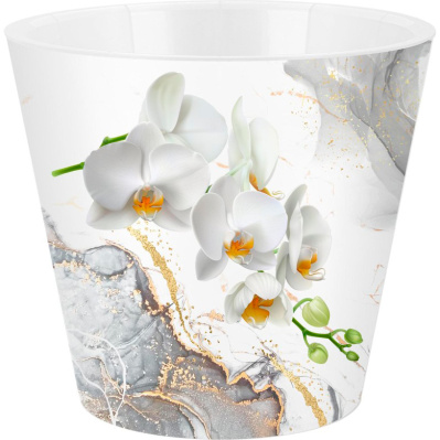 Горшок для цветов InGreen London Orchid Deco с дренажной вставкой, D160 мм, 1,6 л, белая орхидея купить в отделе магазина Экономстрой
