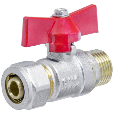 Кран шаровой под обжим, рукоятка бабочка, MPF (MasterProf) Aqualink ИС.080059, 16х1/2" купить в отделе магазина Экономстрой