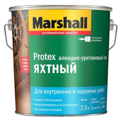 Лак яхтный MARSHALL PROTEX 2,5 л, алкидно-уретановый, универсальный, глянцевый 90 образует долговечное покрытие с защитными свойствами и хорошей стойкостью к внешнему воздействию окружающей среды (атмосферные осадки, УФ-излучение), воды и перепадам влажности и температуры внутри и снаружи помещений.