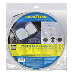Шторка на лобовое стекло Goodyear, солнцезащитная, универсальный, складывающаяся, 153х75 см
