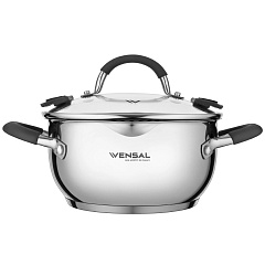 Кастрюля из нержавеющей стали Vensal Magique VS1524 с крышкой, 24 см, 4,5 л
