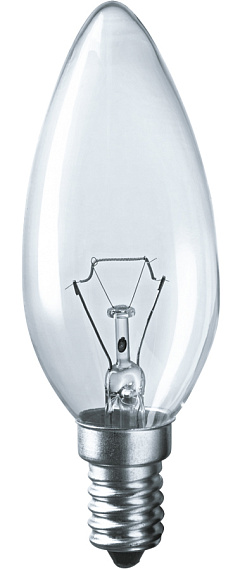 Лампа накаливания Navigator NI-B-40-230-E14-CL свеча прозрачная B35 40W E14 400lm 3000К, 94303