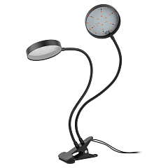 Светильник для растений на прищепке Эра, FITO-20W-АLED-R, красно-синего спектра, черный, 20 Вт