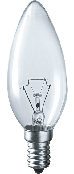 Лампа накаливания Navigator NI-B-60-230-E14-CL свеча прозрачная B35 60W E14 660lm 3000К, 94304