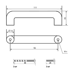 Ручка-скоба мебельная Palladium, Colaptes, 96 мм, Wood, дерево