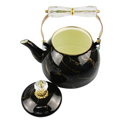 Чайник эмалированный R-30425, черный мрамор, 2,5 л