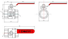 Кран шаровой, стальная рукоятка, внутренняя-внутренняя резьба, Valtec Base VT.214.N.06, 1&quot;