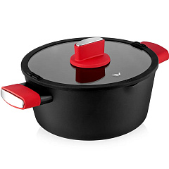Кастрюля с антипригарным покрытием Vensal Velour Rouge с крышкой, 4 л