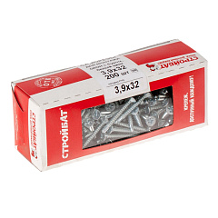 Саморез для монтажа окон с буром Стройбат, белый цинк, 3,9x32 мм (200 шт)