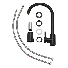 Смеситель для кухни Aqueduc 345322, одноручковый, черный, нержавеющая сталь