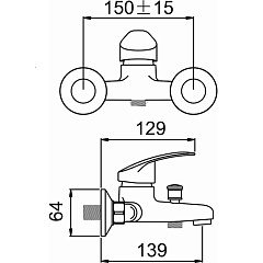 Смеситель для ванны Антей Альфа с коротким изливом, хром, однорычажный (арт. 307022-ANT)