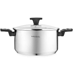 Кастрюля из нержавеющей стали Vensal Velours noir VS1502 с крышкой, 24 см, 5,4 л