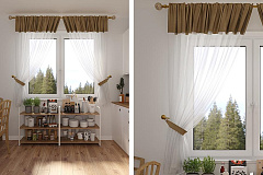 Комплект портьер "Софт-Вуаль", с подхватами, латте, 135х160 см