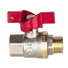 Кран шаровой латунный, ручка бабочка, внутренняя-наружная резьба, Aquasfera Euro 109-0420, PN40, 1/2"