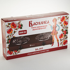 Плита электрическая "ВАСИЛИСА", ВА-902, 2000 Вт, 2-конфорочная коричневый