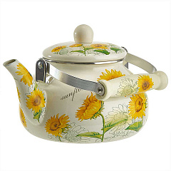 Чайник эмалированный с керамической ручкой Metalloni EM-1313 Подсолнухи, 2,5 л