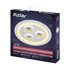 Люстра потолочная светодиодная диммируемая Ritter Alto 52307 3, пульт ДУ, 120 Вт, 470х50 мм