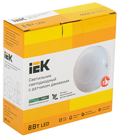 Светильник светодиодный IP54 8W 4000K 560lm IEK LED ДПО 1001, круглый с акустическим датчиком, LDPO3-1001-008-4000-K01
