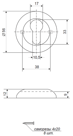 Накладка цилиндровая Apecs DP-C-2402-AN антик