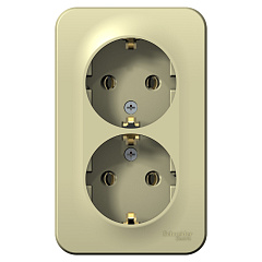 Розетка Schneider Electric, Blanca, 2 местная, с заземлением, открытой установки, бежевый, 16А 250В