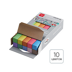 Мел школьный Гамма, набор 10 цветов, мягкий, квадратная форма, 0909194