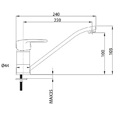 Смеситель для кухни Gota Rocio одноручный с длинным изливом, без подводки, хром (арт. 104041-GR)