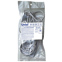 Патрон подвесной с выключателем со шнуром и штепсельной вилкой Uniel, Е27, белый, 2 м