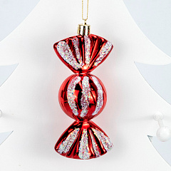 Набор украшений Конфеты, пластик, 4 шт, 10х4 см, красный