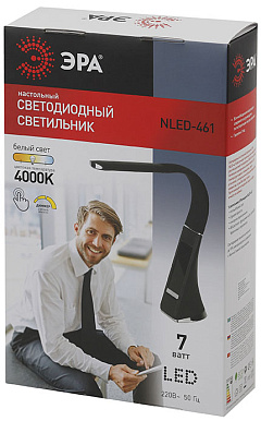 Светильник настольный светодиодный ЭРА NLED-461-7W-BK черный, 7Вт, 4000К, диммер, сенсорный выключатель (Б0031609)